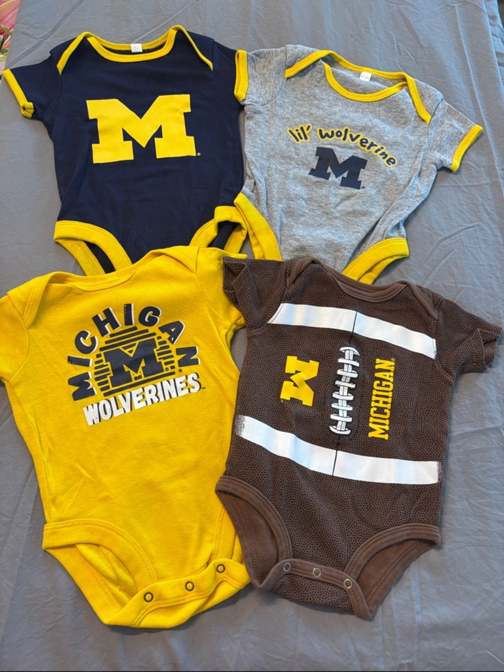 MICHIGAN Baby Onesie Set - Navy, Gray, Yellow, Brown
